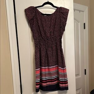 Pinky Navy and Pink Striped Midi Dress